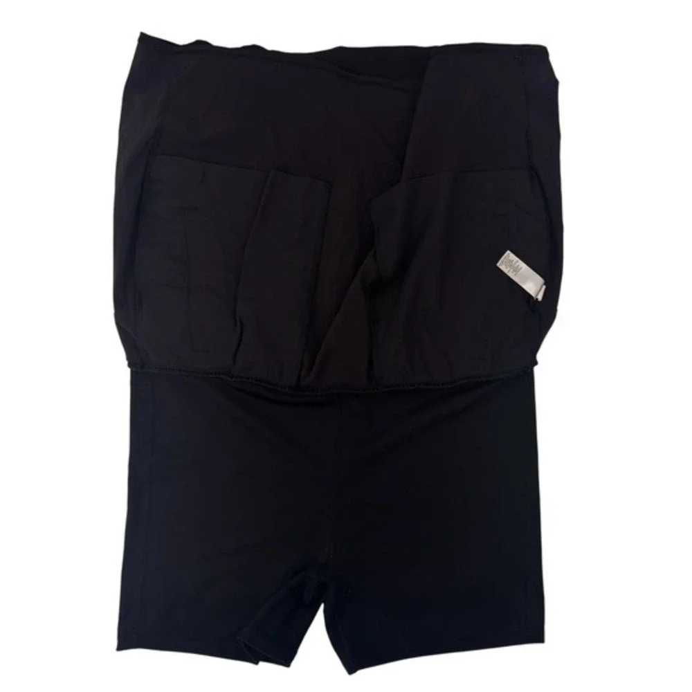 ATHLETA Womens Activewear‎ Skirt Skort Black Sz 10 Pockets Drawstring Athleisure